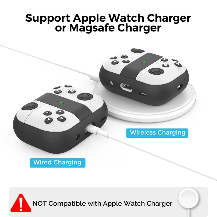 For AirPods Pro 2 AhaStyle PT-JY08 Split Silicone Cartoon Earphone Protective Case(Black And White)