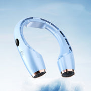 USB Charging Big Wind Cooling Leafless Hanging Neck Fan(Blue)