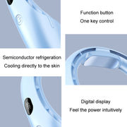 USB Charging Big Wind Cooling Leafless Hanging Neck Fan(Blue)