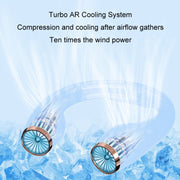 USB Charging Big Wind Cooling Leafless Hanging Neck Fan(Blue)