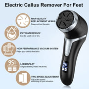 JD-510 Rechargeable Electric Foot Callus Remover with Vacuum Cleaner White