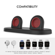 For Apple Watch / Earphone AhaStyle PT116 Universal Plastic Stand Dual Charging Storage Base(Black)