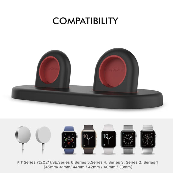 For Apple Watch / Earphone AhaStyle PT116 Universal Plastic Stand Dual Charging Storage Base(Black)