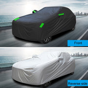 190T Silver Coated Cloth Car Rain Sun Protection Car Cover with Reflective Strip, Size: XL