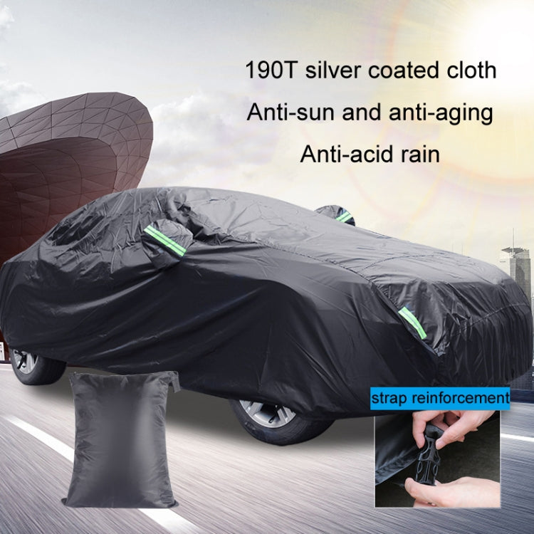 190T Silver Coated Cloth Car Rain Sun Protection Car Cover with Reflective Strip, Size: XL