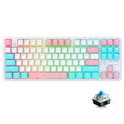 Ajazz K870T Pro 87 Keys Three Mode Wireless/Bluetooth/Wired Pluggable RGB Mechanical Keyboard Green Shaft (White)