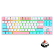 Ajazz K870T Pro 87 Keys Three Mode Wireless/Bluetooth/Wired Pluggable RGB Mechanical Keyboard Red Shaft (White)