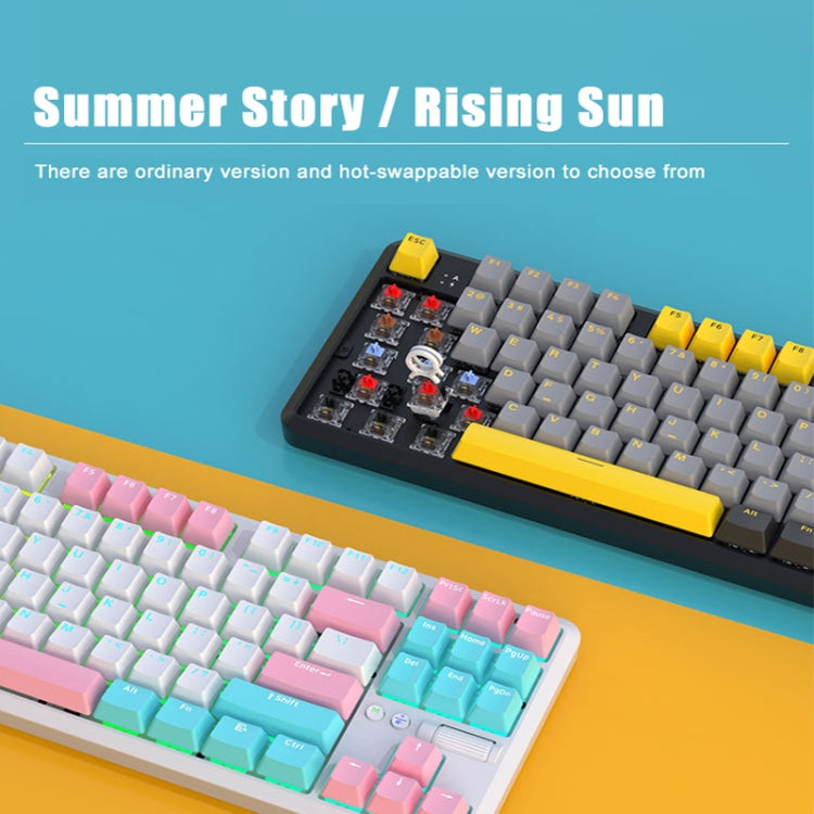 Ajazz K870T Pro 87 Keys Three Mode Wireless/Bluetooth/Wired Pluggable RGB Mechanical Keyboard Green Shaft (Black)