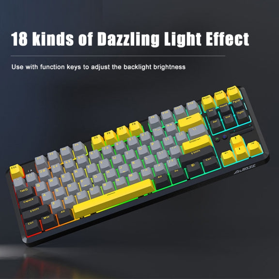 Ajazz K870T Pro 87 Keys Three Mode Wireless/Bluetooth/Wired Pluggable RGB Mechanical Keyboard Red Shaft (White)