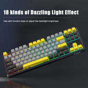 Ajazz K870T Pro 87 Keys Three Mode Wireless/Bluetooth/Wired Pluggable RGB Mechanical Keyboard Green Shaft (Black)