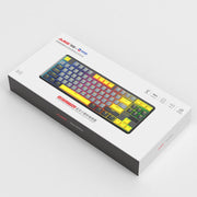 Ajazz K870T Pro 87 Keys Three Mode Wireless/Bluetooth/Wired Pluggable RGB Mechanical Keyboard Red Shaft (White)
