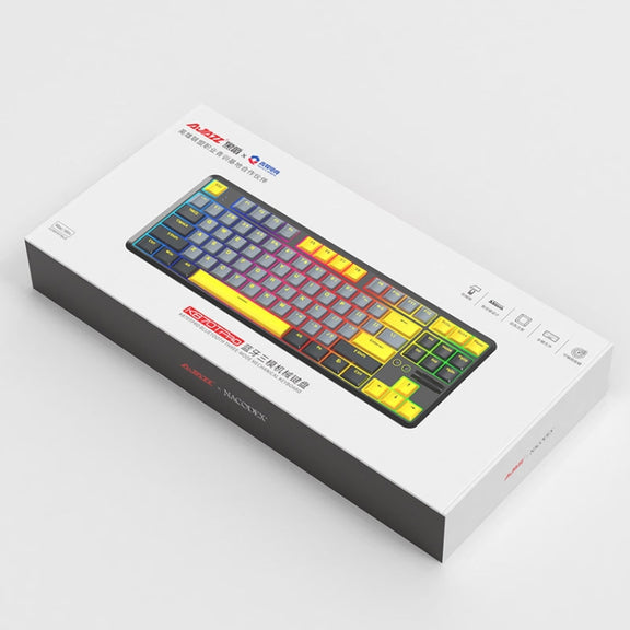 Ajazz K870T Pro 87 Keys Three Mode Wireless/Bluetooth/Wired Pluggable RGB Mechanical Keyboard Red Shaft (White)