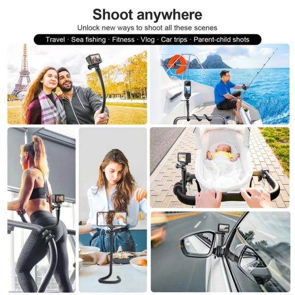 TELESIN Flexible Mount Bracket Octopus Tripod For Mini Action Camera and Mobile Phone,Spec: Only Bracket