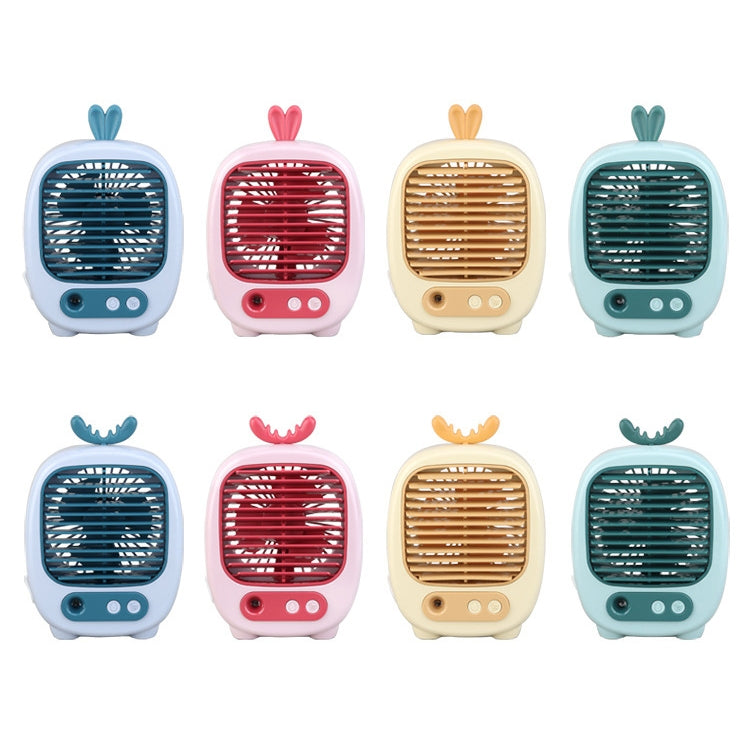 1315 Spray Humidification Hydrating Cartoon Fan USB Charging Desktop Fan(Bunny Pink)