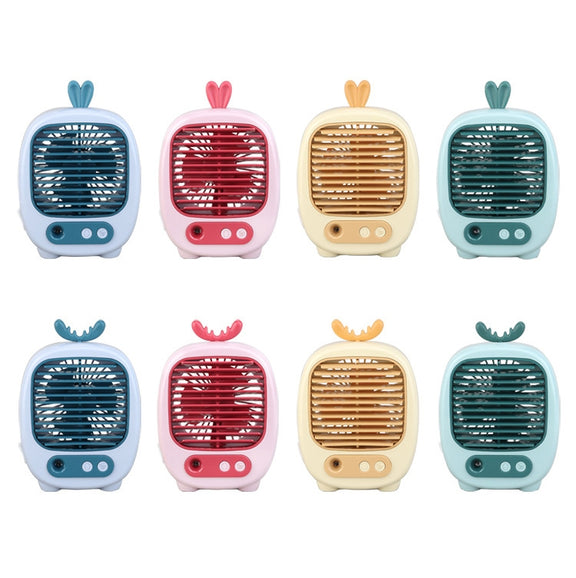 1315 Spray Humidification Hydrating Cartoon Fan USB Charging Desktop Fan(Bunny Pink)