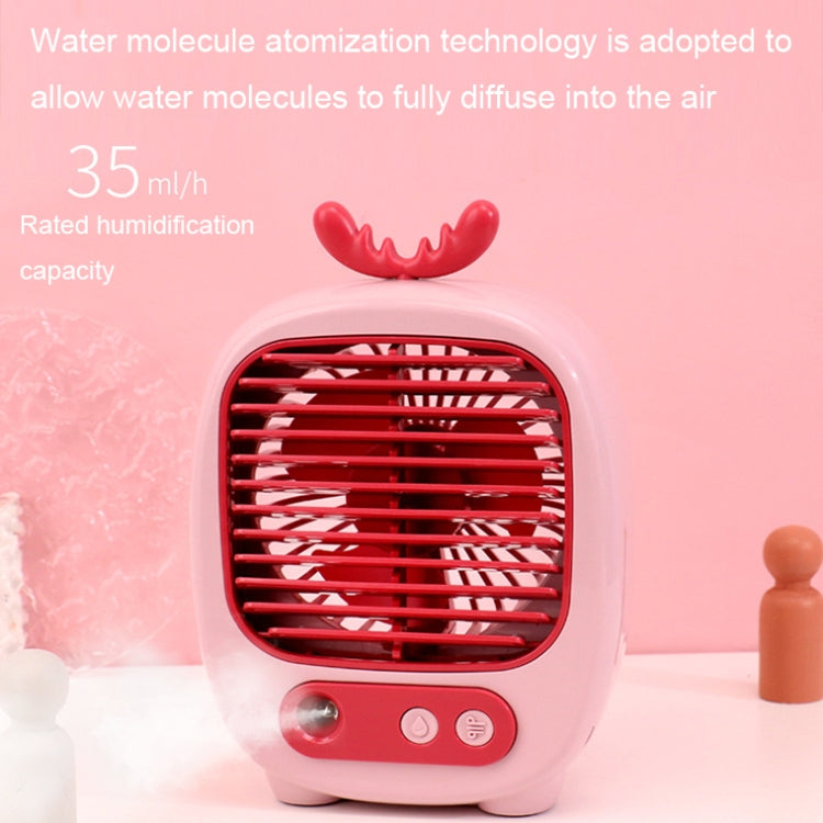 1315 Spray Humidification Hydrating Cartoon Fan USB Charging Desktop Fan(Bunny Pink)