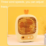 1315 Spray Humidification Hydrating Cartoon Fan USB Charging Desktop Fan(Bunny Blue)