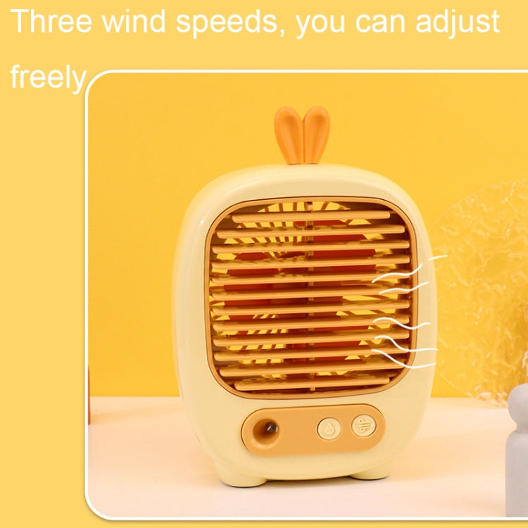 1315 Spray Humidification Hydrating Cartoon Fan USB Charging Desktop Fan(Bunny Pink)
