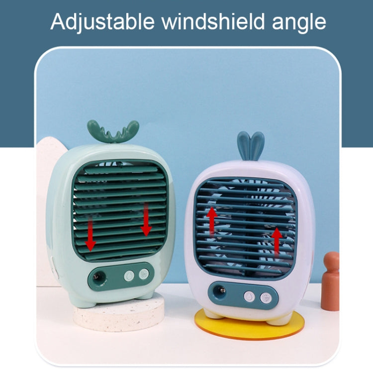 1315 Spray Humidification Hydrating Cartoon Fan USB Charging Desktop Fan(Bunny Blue)