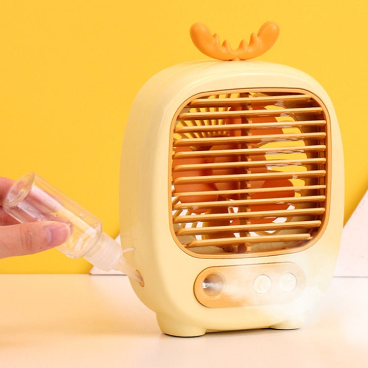 1315 Spray Humidification Hydrating Cartoon Fan USB Charging Desktop Fan(Bunny Pink)