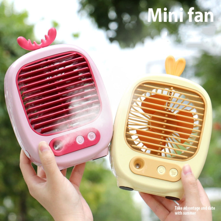 1315 Spray Humidification Hydrating Cartoon Fan USB Charging Desktop Fan(Bunny Pink)