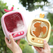 1315 Spray Humidification Hydrating Cartoon Fan USB Charging Desktop Fan(Bunny Pink)