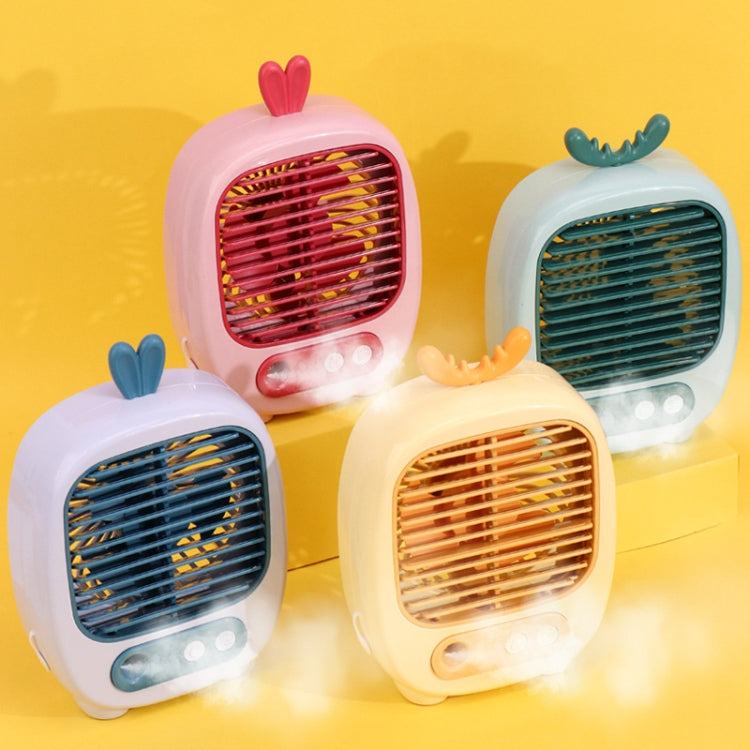 1315 Spray Humidification Hydrating Cartoon Fan USB Charging Desktop Fan(Deer Blue)
