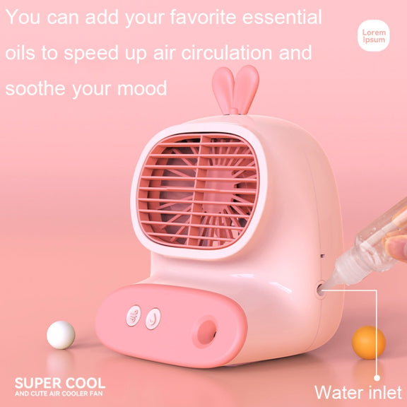 CS1319 Desktop Small Hydrating Spray Cartoon Fan Rechargeable Silent Humidifying Fan(Deer Blue)