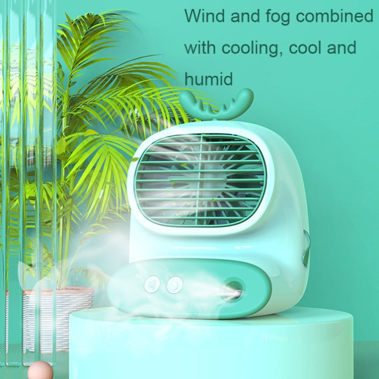 CS1319 Desktop Small Hydrating Spray Cartoon Fan Rechargeable Silent Humidifying Fan(Bunny Blue)