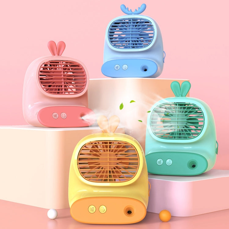 CS1319 Desktop Small Hydrating Spray Cartoon Fan Rechargeable Silent Humidifying Fan(Bunny Pink)
