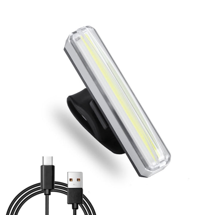Bicycle Tail Light USB Rechargeable Water-resistant Night Riding Warning Light(White)