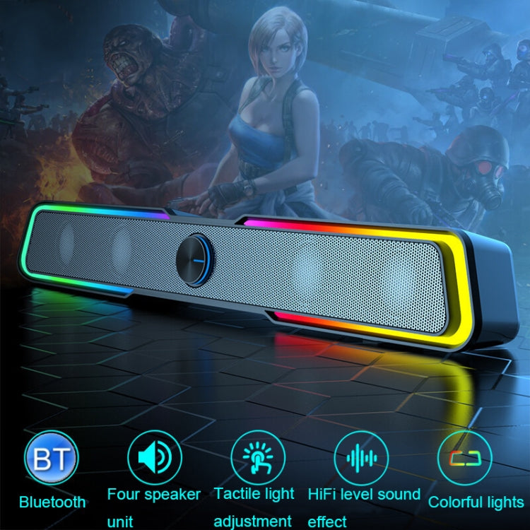 Wired Version DHE6002S RGB Lights HiFi Sound Effect Computer Audio Desktop Long Strip Speakers