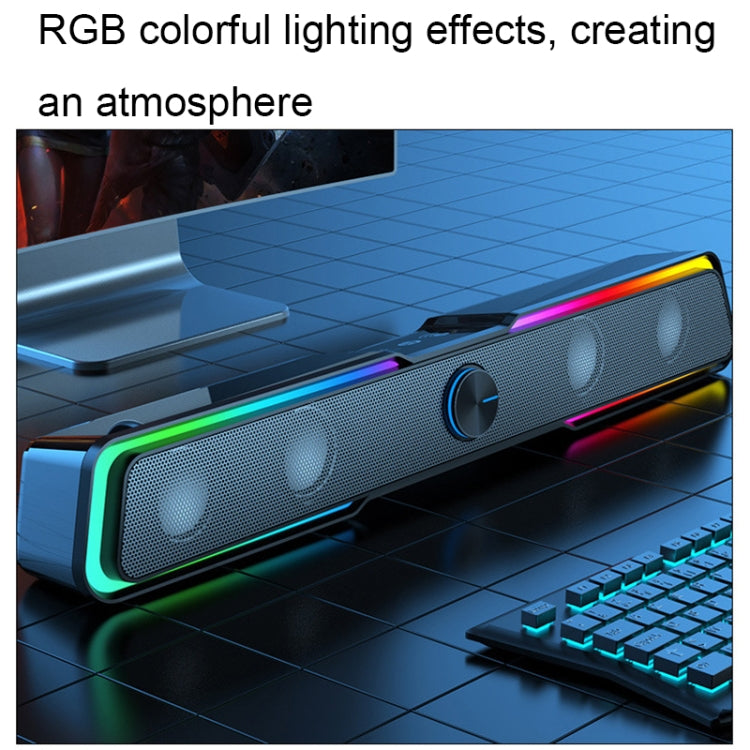 Wired Version DHE6002S RGB Lights HiFi Sound Effect Computer Audio Desktop Long Strip Speakers