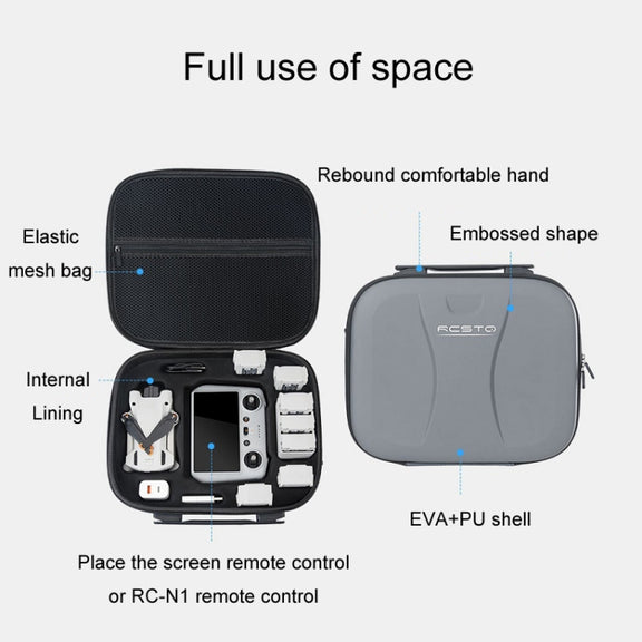 For DJI Mini 3 Pro RCSTQ Remote Control Portable Storage Bag(Grey)