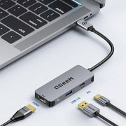 QGeeM UH03-1 USB3.0 Multifunctional Docking Station Type-C PD100W HUB(3 in 1)