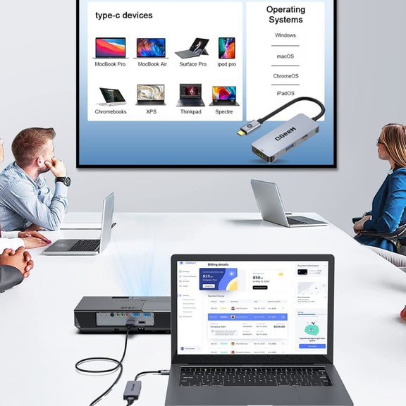 QGeeM UH03-1 USB3.0 Multifunctional Docking Station Type-C PD100W HUB(3 in 1)