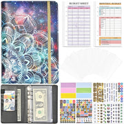 A6 Mandala Binder Financial Plan Notebook PU Leather Cash Budget Book(Star Black)