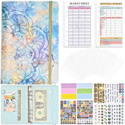 A6 Mandala Binder Financial Plan Notebook PU Leather Cash Budget Book(Fresh Blue)