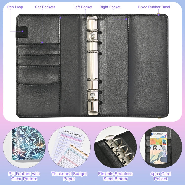 A6 Mandala Binder Financial Plan Notebook PU Leather Cash Budget Book(Vitality Green)