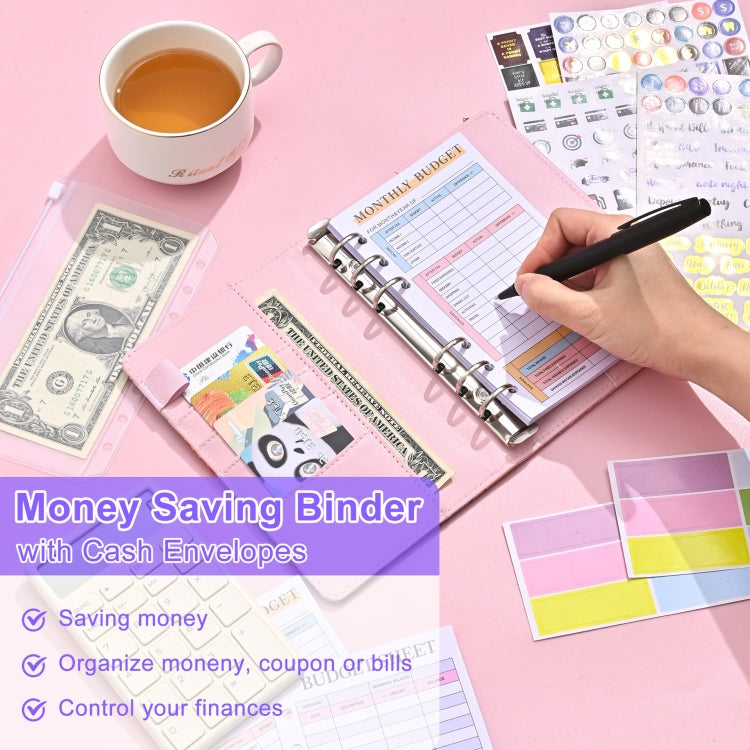 A6 Mandala Binder Financial Plan Notebook PU Leather Cash Budget Book(Fantasy Purple)