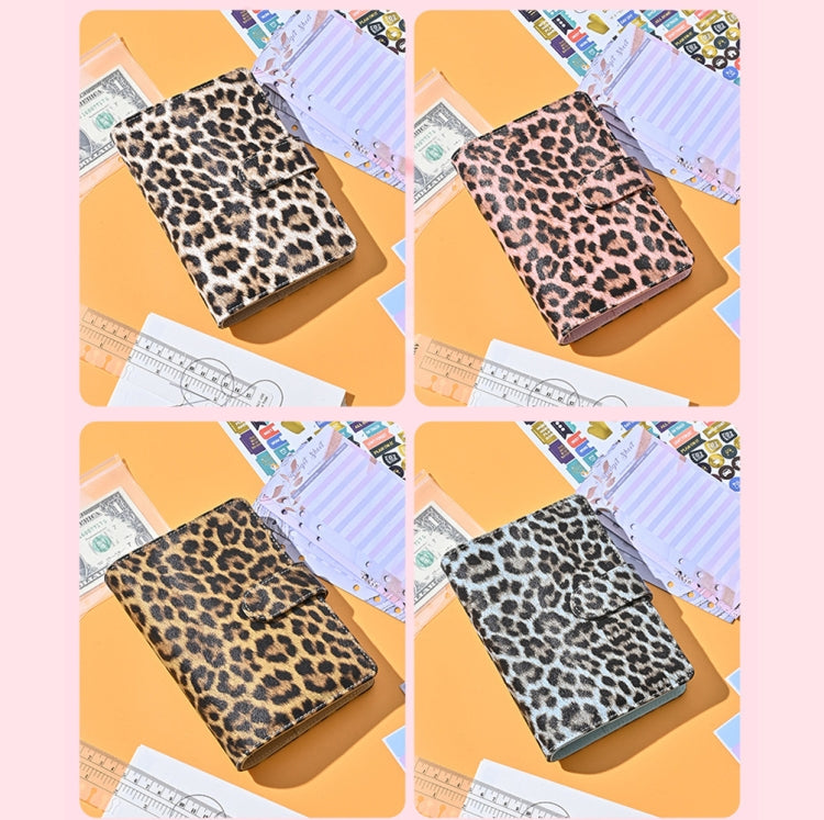 A6 Leopard Print Cash Budget Notebook  Loose Leaf Financial Management Notepad(Deep Brown)
