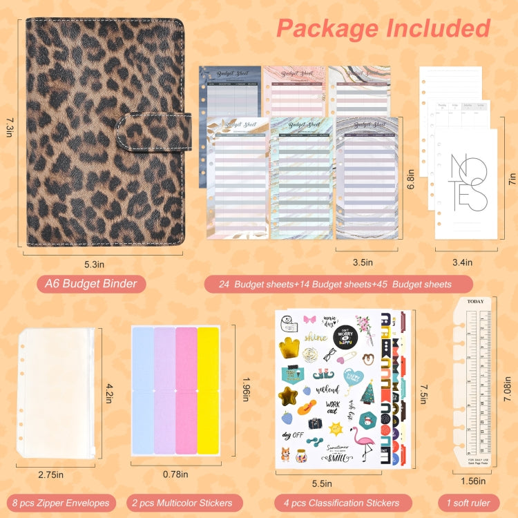 A6 Leopard Print Cash Budget Notebook  Loose Leaf Financial Management Notepad(Cow Pattern Black White)