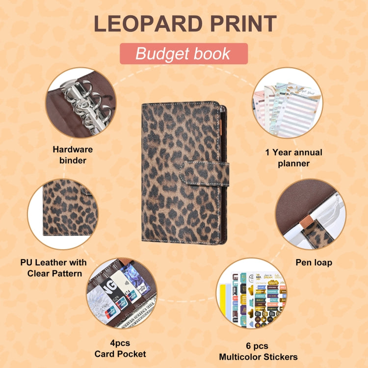 A6 Leopard Print Cash Budget Notebook  Loose Leaf Financial Management Notepad(Blue)