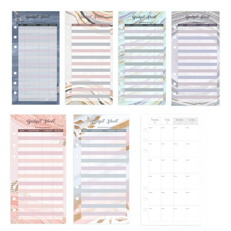 A6 Leopard Print Cash Budget Notebook  Loose Leaf Financial Management Notepad(Blue)