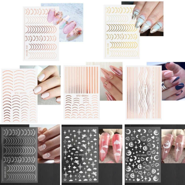 Gold Silver Manicure Stickers Imitation Metal Line Adhesive Nail Stickers(Stz-C032)