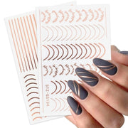 Gold Silver Manicure Stickers Imitation Metal Line Adhesive Nail Stickers(Stz-GS011 Rose Gold)