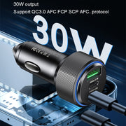 Yesido Y50 Car USB3.0 Fast Charger 30W Aluminum Alloy PD Fast Charging(Black)