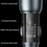 Yesido Y49 Car USB3.0 Fast Charger 30W Translucent PD Fast Charging(Black)