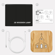 FS-T2242W  3D Solid Wood Carving Decorative Desk Lamp USB Night Light(Warm White)