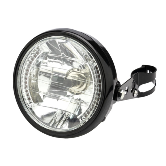 Motorcycle 7 Inch LED Headlamp Angel Ring Steering Function With Bracket(Shock Absorber Diameter 28-36mm)